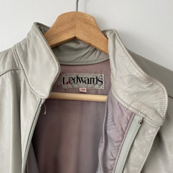 t. edwards Vintage Leather Bomber Jacket Grey Size S - Picture 4 of 11